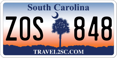 SC license plate ZOS848