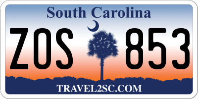SC license plate ZOS853