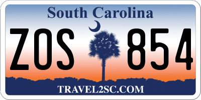 SC license plate ZOS854