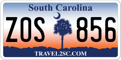 SC license plate ZOS856