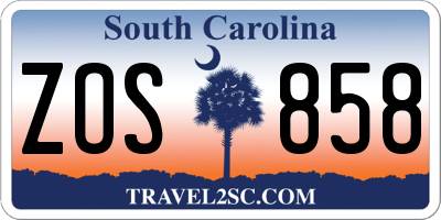 SC license plate ZOS858