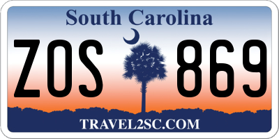 SC license plate ZOS869