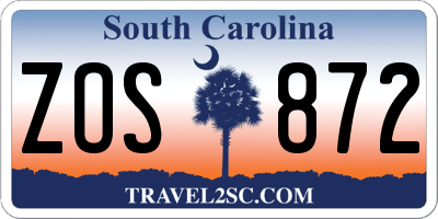 SC license plate ZOS872