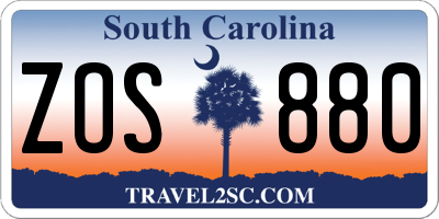 SC license plate ZOS880