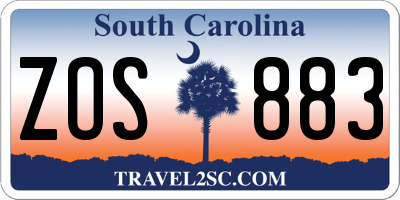 SC license plate ZOS883