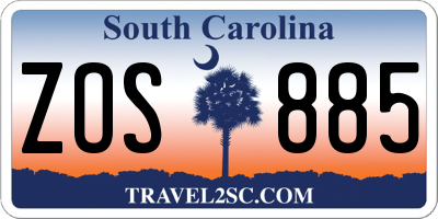 SC license plate ZOS885