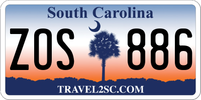 SC license plate ZOS886
