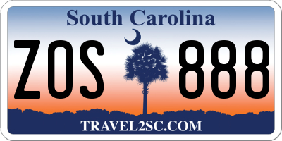 SC license plate ZOS888