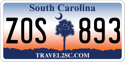 SC license plate ZOS893