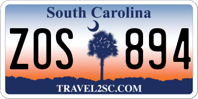 SC license plate ZOS894