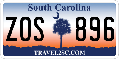 SC license plate ZOS896