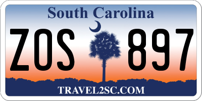SC license plate ZOS897