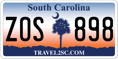 SC license plate ZOS898