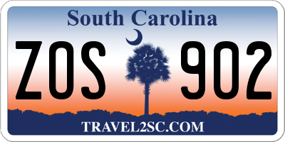 SC license plate ZOS902