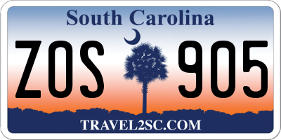 SC license plate ZOS905