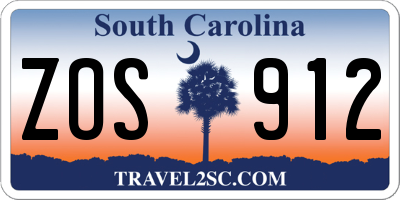 SC license plate ZOS912