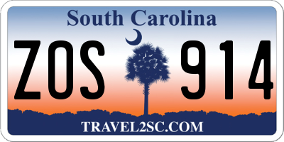 SC license plate ZOS914