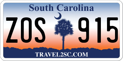 SC license plate ZOS915