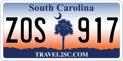 SC license plate ZOS917
