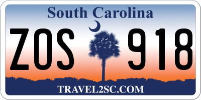 SC license plate ZOS918