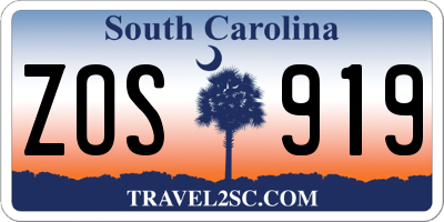 SC license plate ZOS919