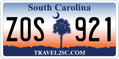 SC license plate ZOS921