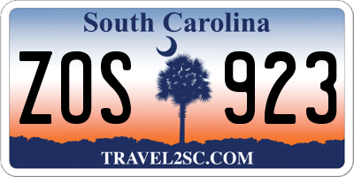 SC license plate ZOS923