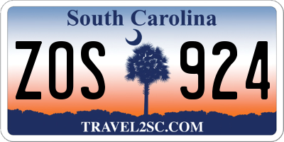 SC license plate ZOS924