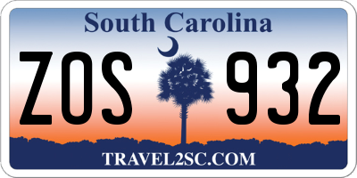 SC license plate ZOS932