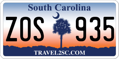 SC license plate ZOS935
