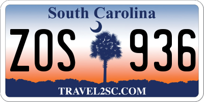 SC license plate ZOS936
