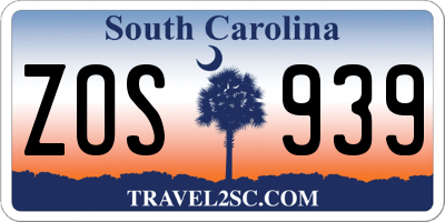SC license plate ZOS939