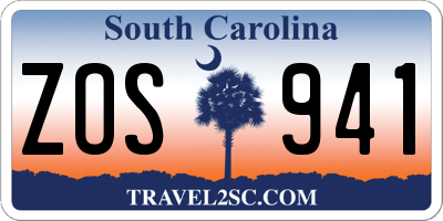 SC license plate ZOS941