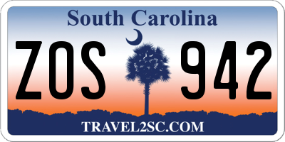 SC license plate ZOS942