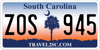 SC license plate ZOS945