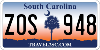 SC license plate ZOS948