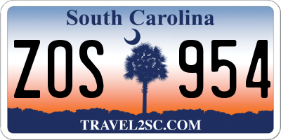 SC license plate ZOS954