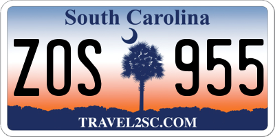 SC license plate ZOS955