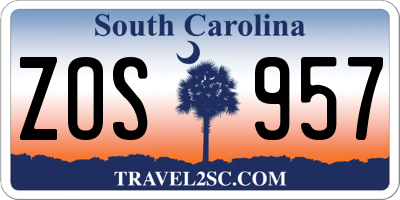 SC license plate ZOS957