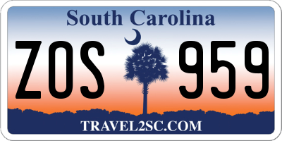 SC license plate ZOS959