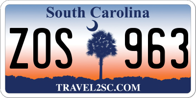 SC license plate ZOS963