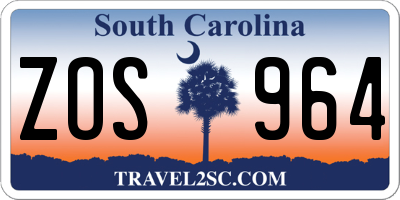 SC license plate ZOS964