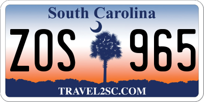 SC license plate ZOS965