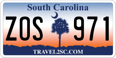 SC license plate ZOS971