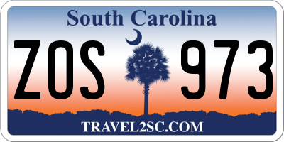 SC license plate ZOS973