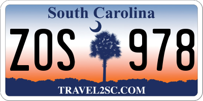 SC license plate ZOS978