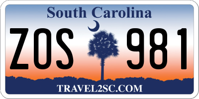 SC license plate ZOS981