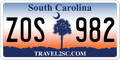 SC license plate ZOS982