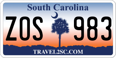 SC license plate ZOS983
