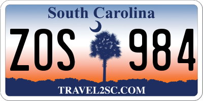 SC license plate ZOS984